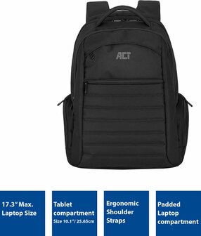 ACT AC8535 Notebook Rugzak 17.3 inch Zwart
